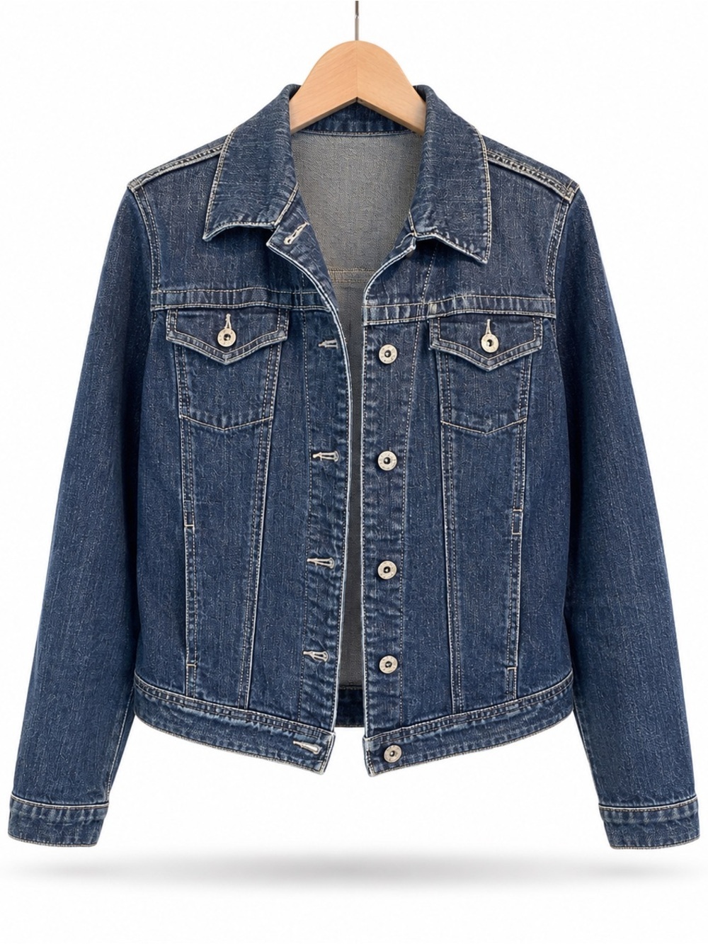 Lee Women’s Classic Denim Jacket Blue Size Medium Button Front Casual Jean Coat